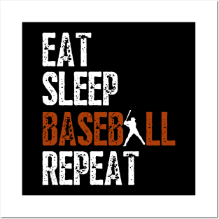 Eat Sleep Baseball Repeat, Funny Baseball Players Posters and Art